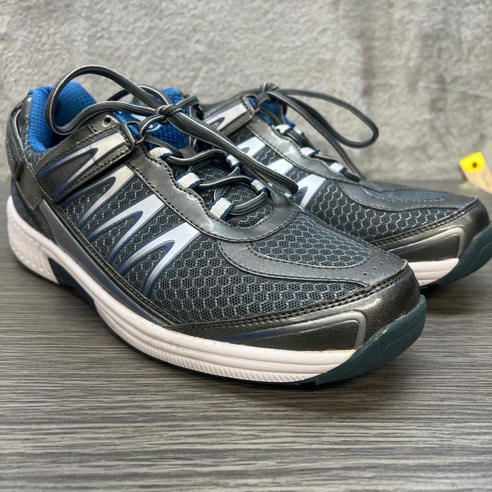 Orthofeet Sprint Mens 8.5 Wide Gray Blue Orthopedic Walking Shoes Orthopedic